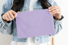 lilac canvas cosmetic bag