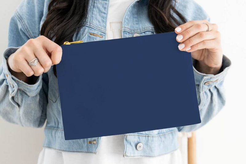 navy canvas cosmetic bag