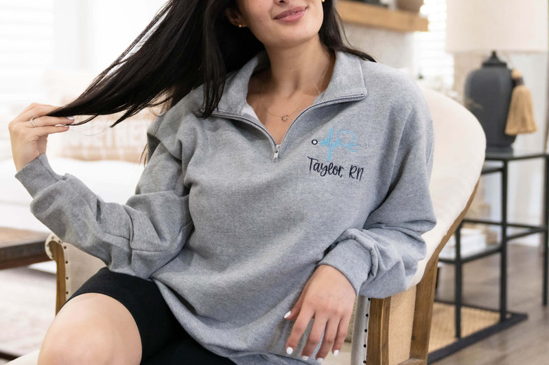 personalized nurse embroidered sweatshirt