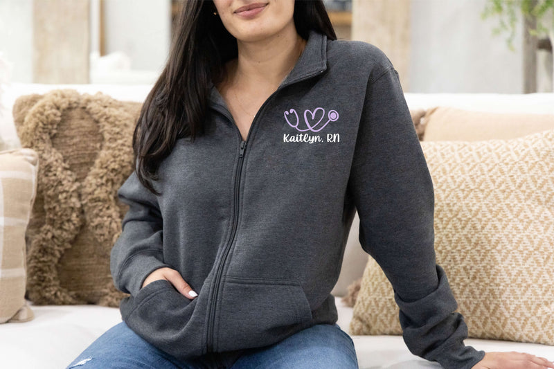 nurse jackets with name and stethoscope