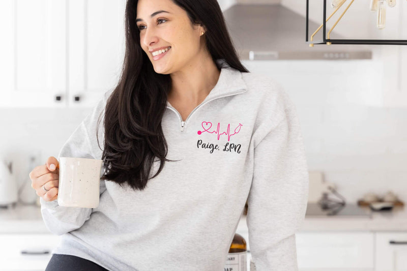 personalized nurse quarter zip sweatshirt