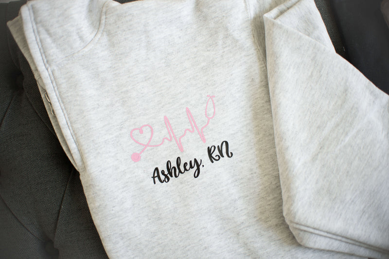 personalized nurse quarter zip sweatshirt