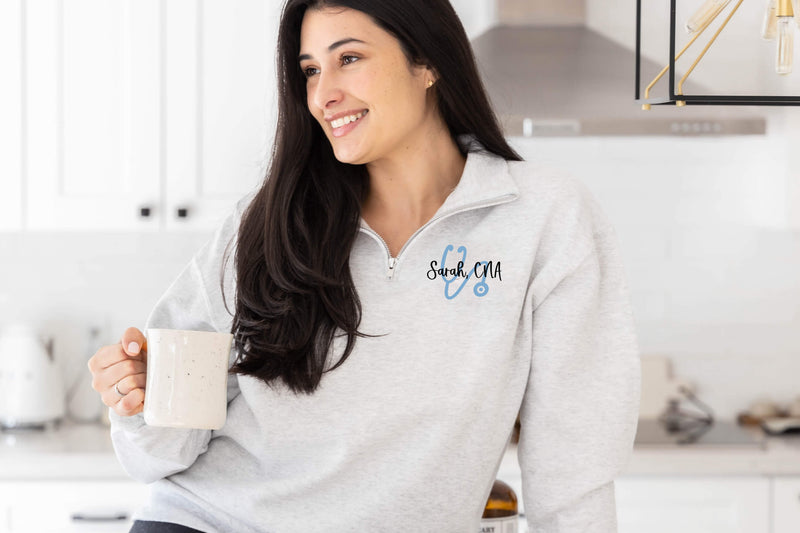 personalized nursing sweatshirt with zipper
