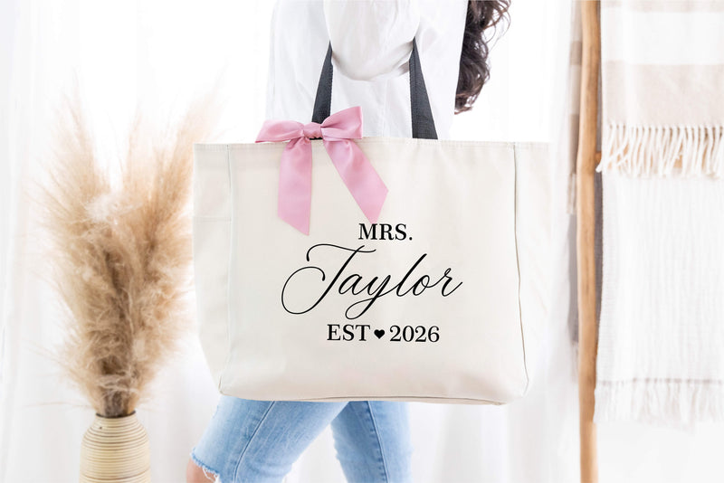 personalized bride tote bag