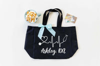 personalized nurse tote bags with stethoscope