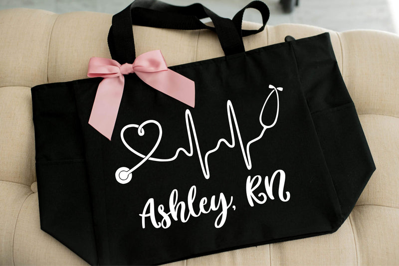 personalized nurse tote bags with stethoscope