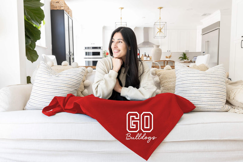 personalized sports blanket red