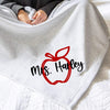 personalized teacher blanket with name and apple icon