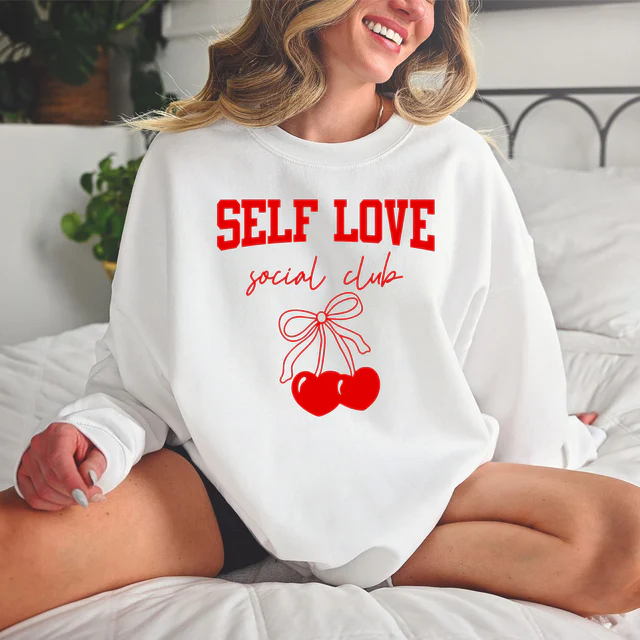 self love graphic valentine sweater
