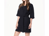 womens waffle robe black