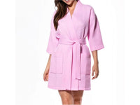 womens waffle robe pink